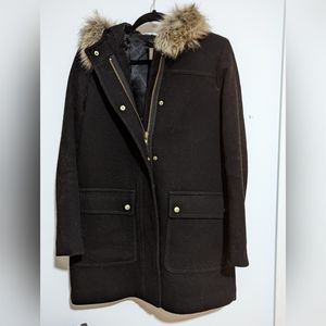 JCrew wool peacoat with fur hood